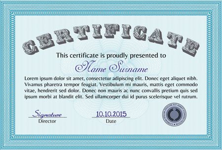 Certificate template or diploma template. Frame certificate template Vector.Good design. With complex background. 