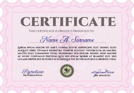 Certificate template. Superior design. With quality background. Vector illustration.