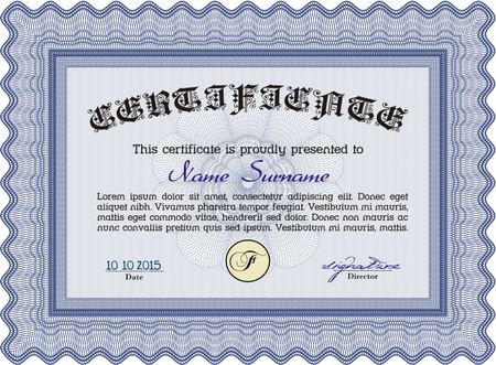 Diploma template or certificate template. Excellent design. Border, frame.With quality background. 