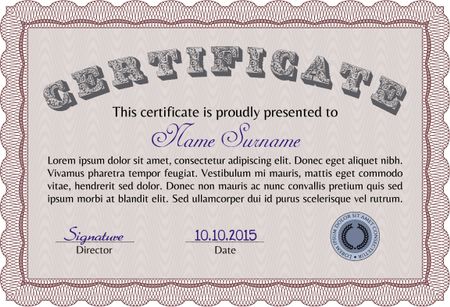 Certificate template or diploma template. With linear background. Modern design. Detailed.