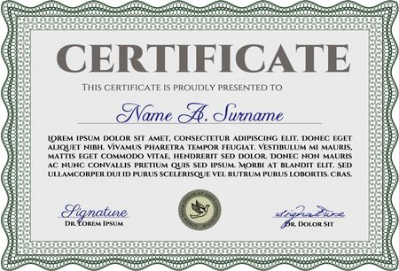 Certificate or diploma template. With great quality guilloche pattern. Beauty design. Money style.