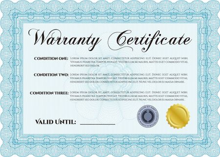 Warranty Certificate. Very Customizable. It includes background. Complex frame. 