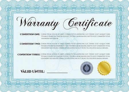 Warranty Certificate. Very Customizable. It includes background. Complex frame.