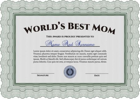 World's best mom award template, green color