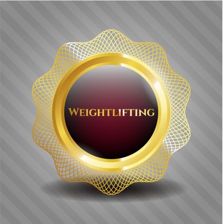 Weightlifting gold shiny badge