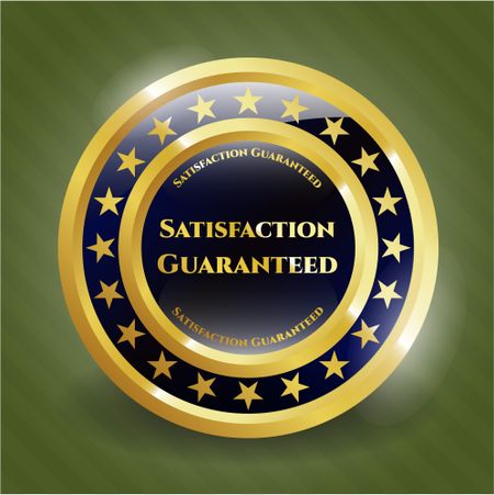 Satisfaction guaranteed gold shiny badge