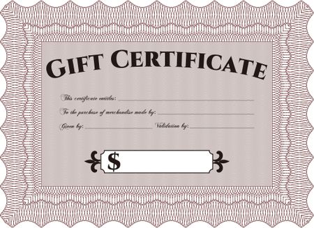 Vector Gift Certificate. Detailed.With guilloche pattern and background. Good design. 