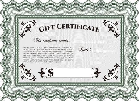 Gift certificate template. Border, frame.Beauty design. With linear background. 