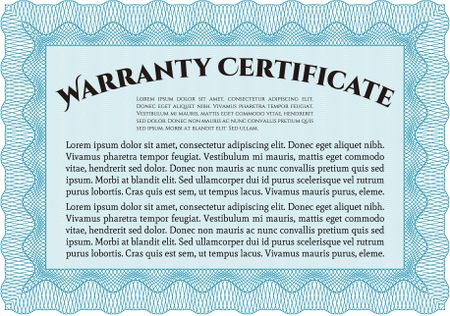 Warranty Certificate. Complex frame. With background. Very Detailed. 