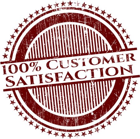 100% Customer satisfaction red rubber stamp