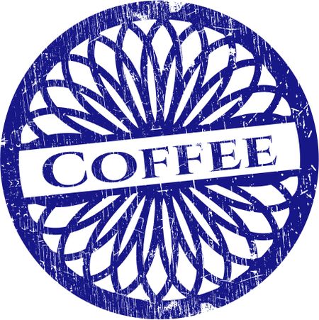 Blue coffee grunge rubber stamp