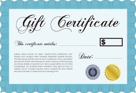Retro Gift Certificate template. Lovely design. Vector illustration.With great quality guilloche pattern. 