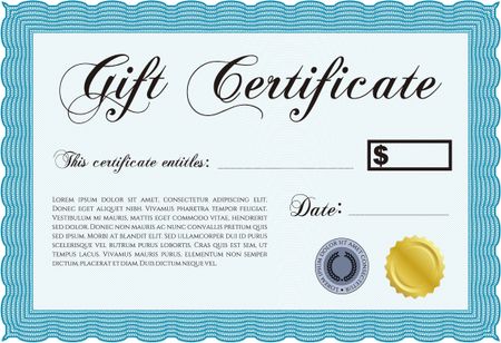 Retro Gift Certificate template. Lovely design. Vector illustration.With great quality guilloche pattern.