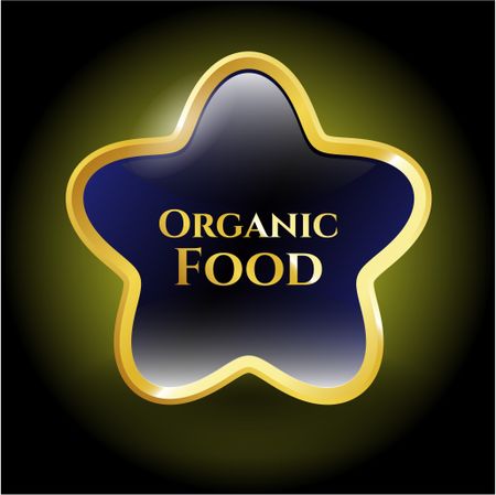 Organic food blue shiny star