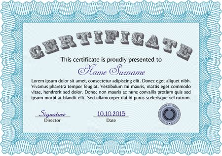 Sample Diploma. Customizable, Easy to edit and change colors.With complex background. Lovely design. 