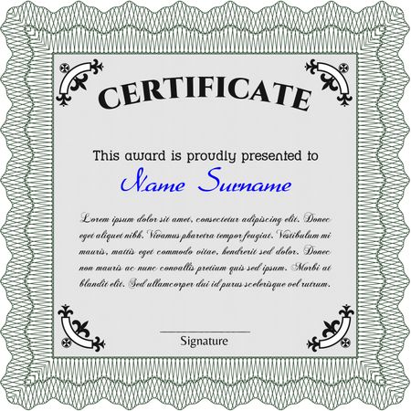 Certificate template or diploma template. Superior design. With complex background. Vector illustration.