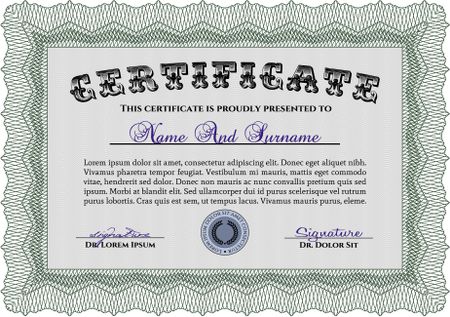 Sample Certificate. Vector certificate template.Printer friendly. Artistry design. 