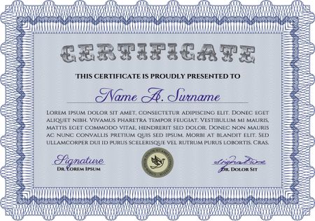 Diploma. Beauty design. With complex background. Border, frame.