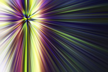 Abstract starburst with radial blur of multicolored rays for themes of natural or otherworldly phenomena in decoration and background