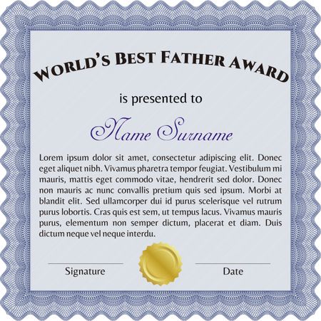 Blue world's best father award template