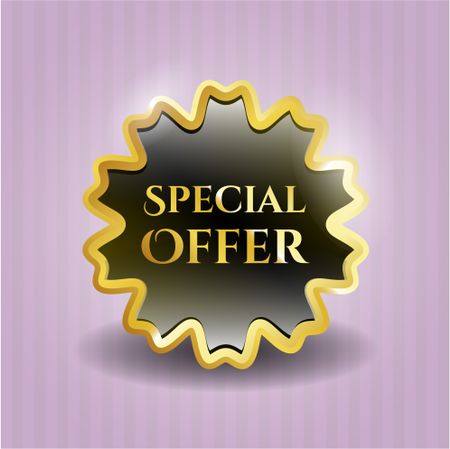 Special offer gold shiny badge with pink background