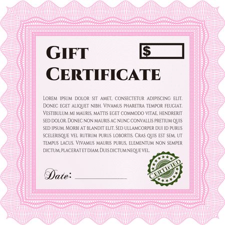 Gift certificate. Border, frame.Sophisticated design. Easy to print. 