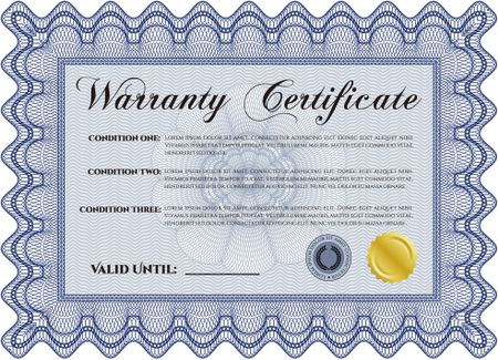 Warranty template. Complex border design. With sample text. Very Customizable. 