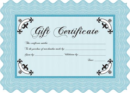 Vector Gift Certificate. With guilloche pattern. Vector illustration.Artistry design. 