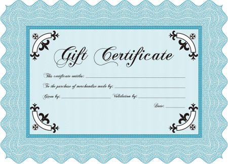 Vector Gift Certificate. With guilloche pattern. Vector illustration.Artistry design.