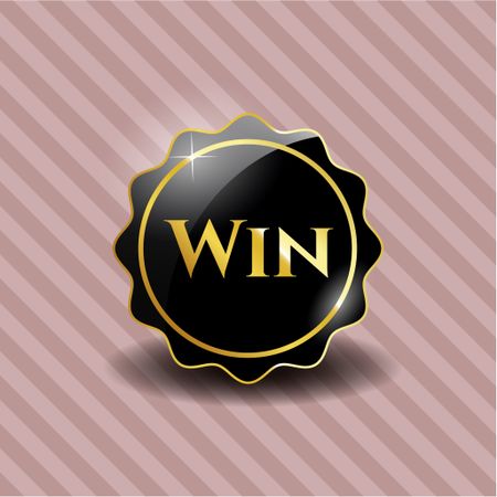 Win black badge with pink background