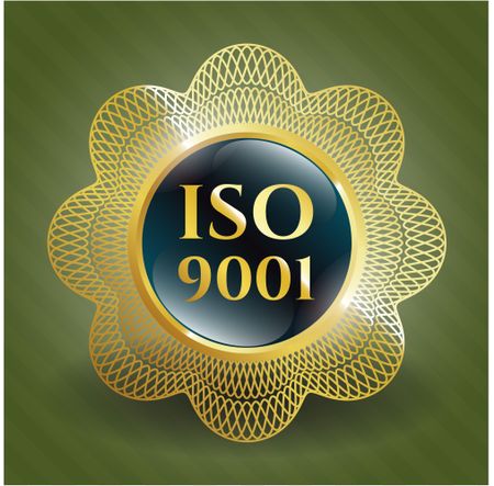 Iso 9001 gold shiny emblem