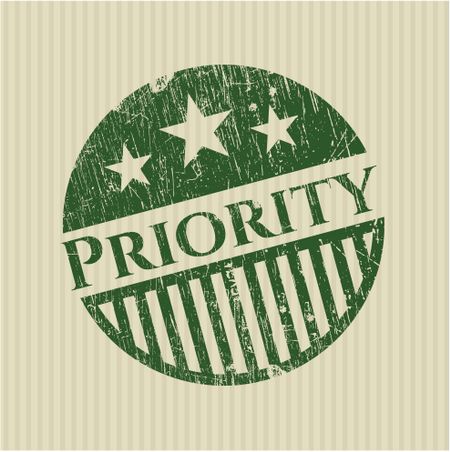 Priority green rubber stamp