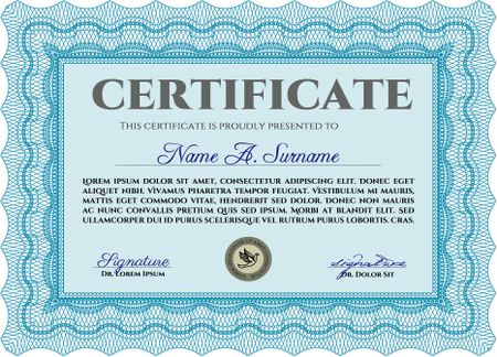 Certificate of achievement template. Superior design. Vector certificate template.With complex background. 