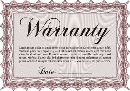 Sample Warranty. With sample text. It includes background. Vector illustration. 