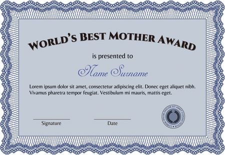 Blue world's best mother award