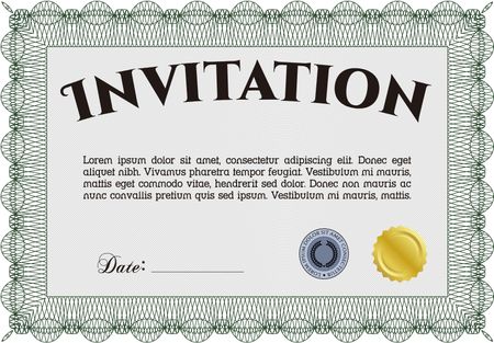 Vintage invitation template. With complex background. Vector illustration.Complex design. 