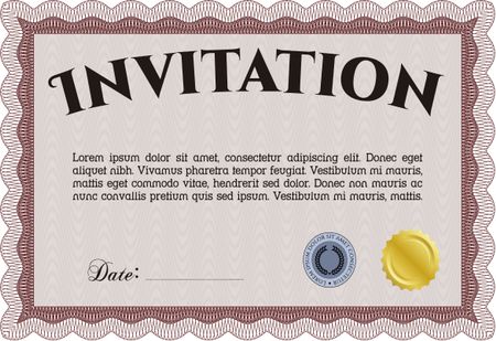 Vintage invitation template. Detailed.Lovely design. With guilloche pattern. 