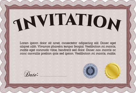 Vintage invitation template. Detailed.Lovely design. With guilloche pattern.