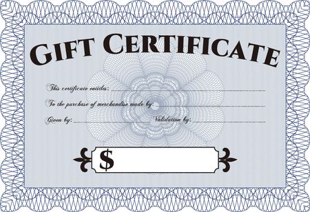 Gift certificate. Detailed.Artistry design. With linear background. 