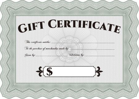 Formal Gift Certificate. Border, frame.With guilloche pattern and background. Excellent complex design. 