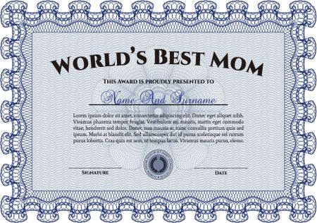 Blue world's best mom award template