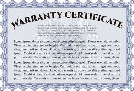 Warranty template. Easy to print. Very Detailed. Complex border design. 
