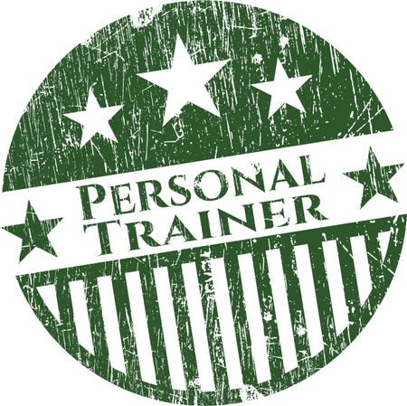 Personal trainer rubber stamp, green color