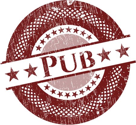 Red pub rubber grunge stamp