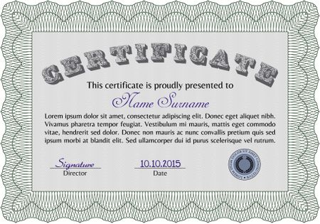 Certificate template or diploma template. Complex background. Frame certificate template Vector.Complex design.