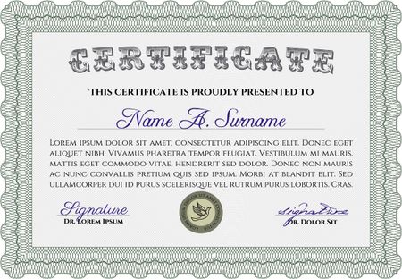 Sample certificate or diploma. Sophisticated design. Vector pattern that is used in currency and diplomas.Easy to print. 