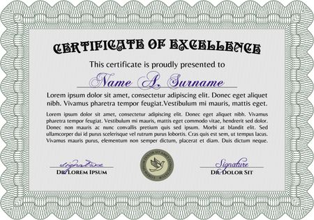 Certificate. Customizable, Easy to edit and change colors.With guilloche pattern. Retro design. 