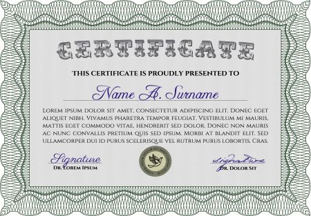 Certificate. Excellent design. Frame certificate template Vector.With great quality guilloche pattern.