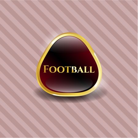 Football red shiny badge with pink background