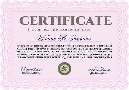 Diploma or certificate template. Frame certificate template Vector.Sophisticated design. With background. 